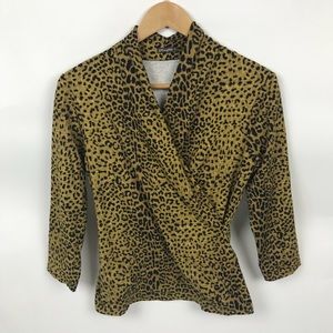 J. McLaughlin Faux Wrap leopard top Catalina cloth